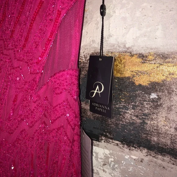 NWT Adrianna Papell Formal Beaded Gown~ Pink Sapphire